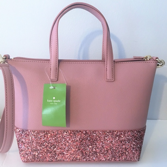 KATE SPADE Crossbody Glitter Satchel ~ Dusty Peony - Picture 6 of 8